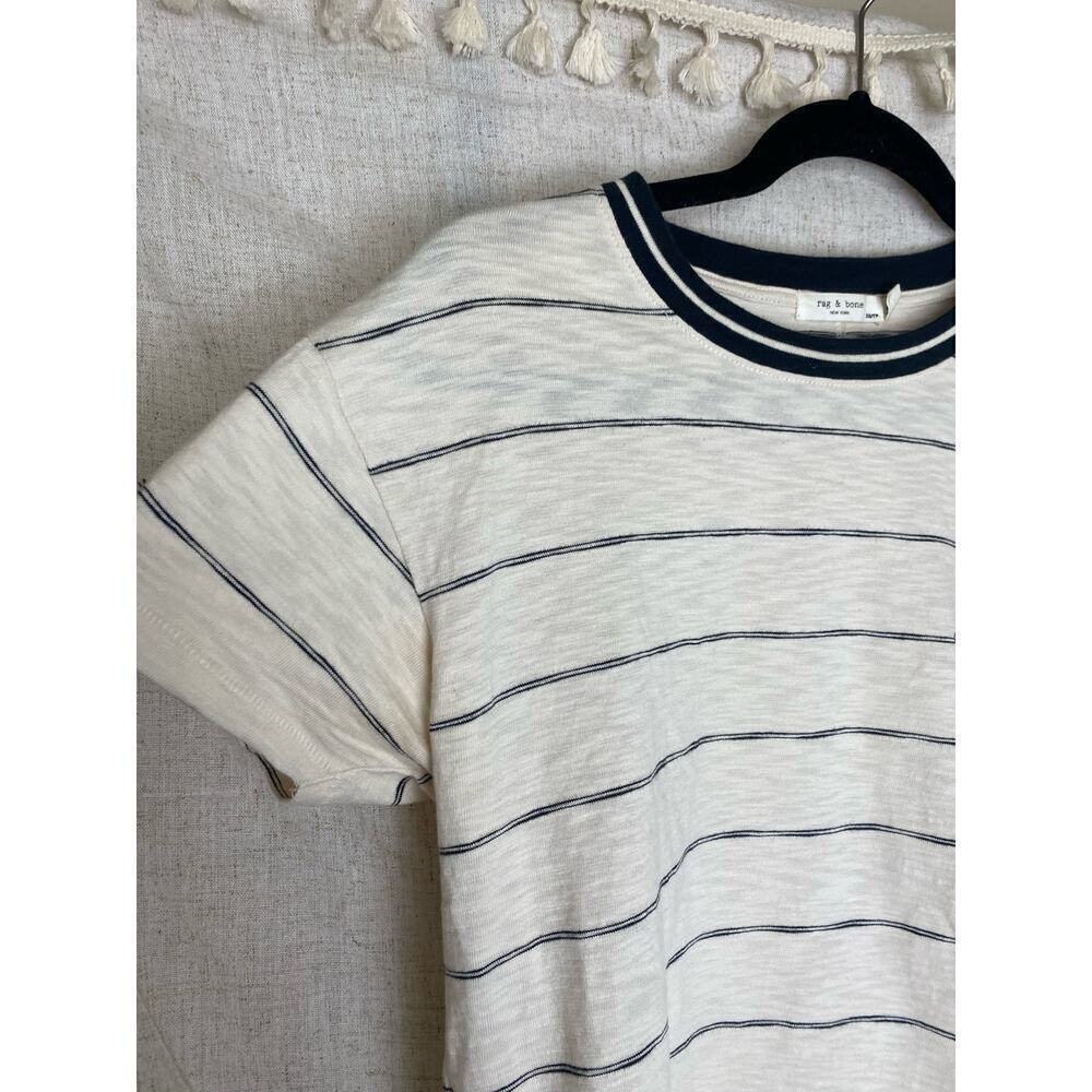Rag & Bone Cream Black Striped Crewneck Tee Size XS - Picture 8 of 12